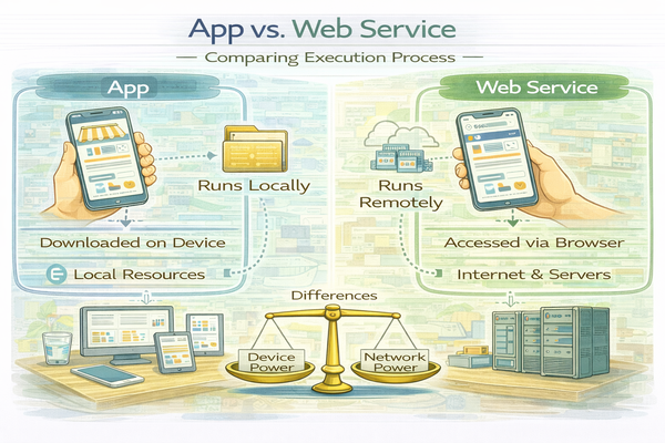 앱과-웹서비스-차이를 설명하는 실행 방식 비교 구조
